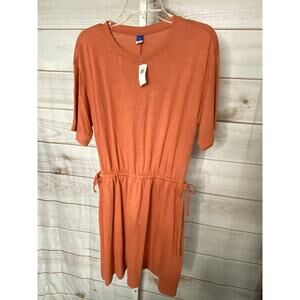 Brand New Old Navy Women's Medium Coral Linen Blend 3/4 Sleeve Mini Dress